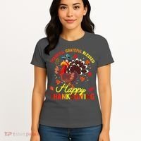 Thankful Grateful Blessed Thanksgiving Turkey Women's T-Shirt thumb 4
