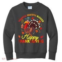 Thankful Grateful Blessed Thanksgiving Turkey Kids Sweatshirt thumb 0