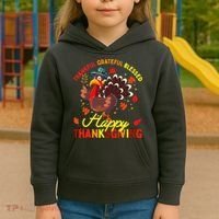 Thankful Grateful Blessed Thanksgiving Turkey Kids Hoodie thumb 3