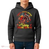 Thankful Grateful Blessed Thanksgiving Turkey Kids Hoodie thumb 4