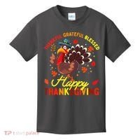 Thankful Grateful Blessed Thanksgiving Turkey Kids T-Shirt thumb 0