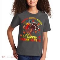 Thankful Grateful Blessed Thanksgiving Turkey Kids T-Shirt thumb 2