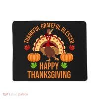 Thankful Grateful Blessed Happy Thanksgiving Quote Mousepad thumb 0