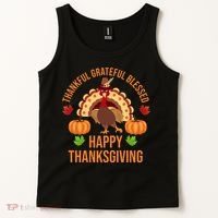 Thankful Grateful Blessed Happy Thanksgiving Quote Tank Top thumb 2