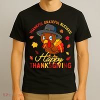 Thankful Grateful Blessed Thanksgiving Turkey T-Shirt thumb 3