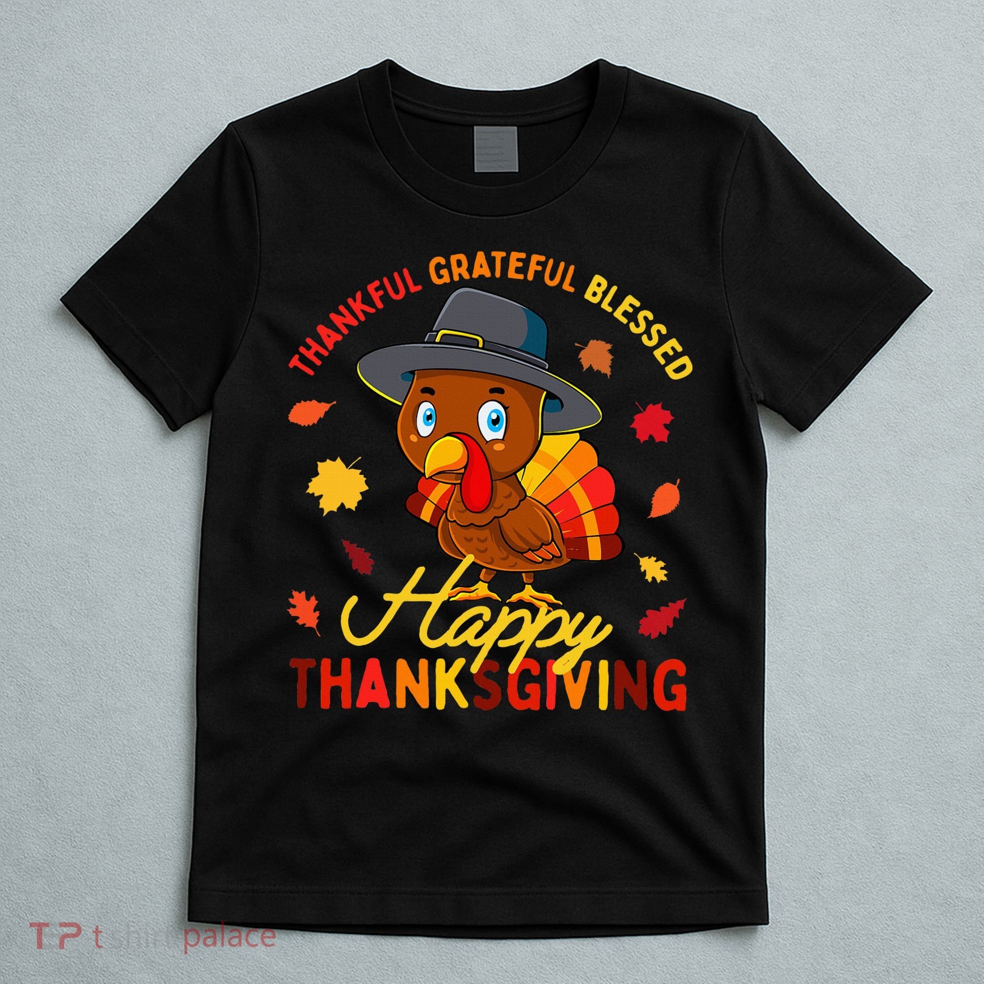 Thankful Grateful Blessed Thanksgiving Turkey T-Shirt