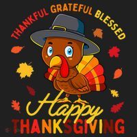 Thankful Grateful Blessed Thanksgiving Turkey Beanie thumb 2
