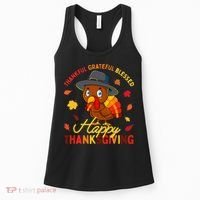 Thankful Grateful Blessed Thanksgiving Turkey Women's Tank Top thumb 0