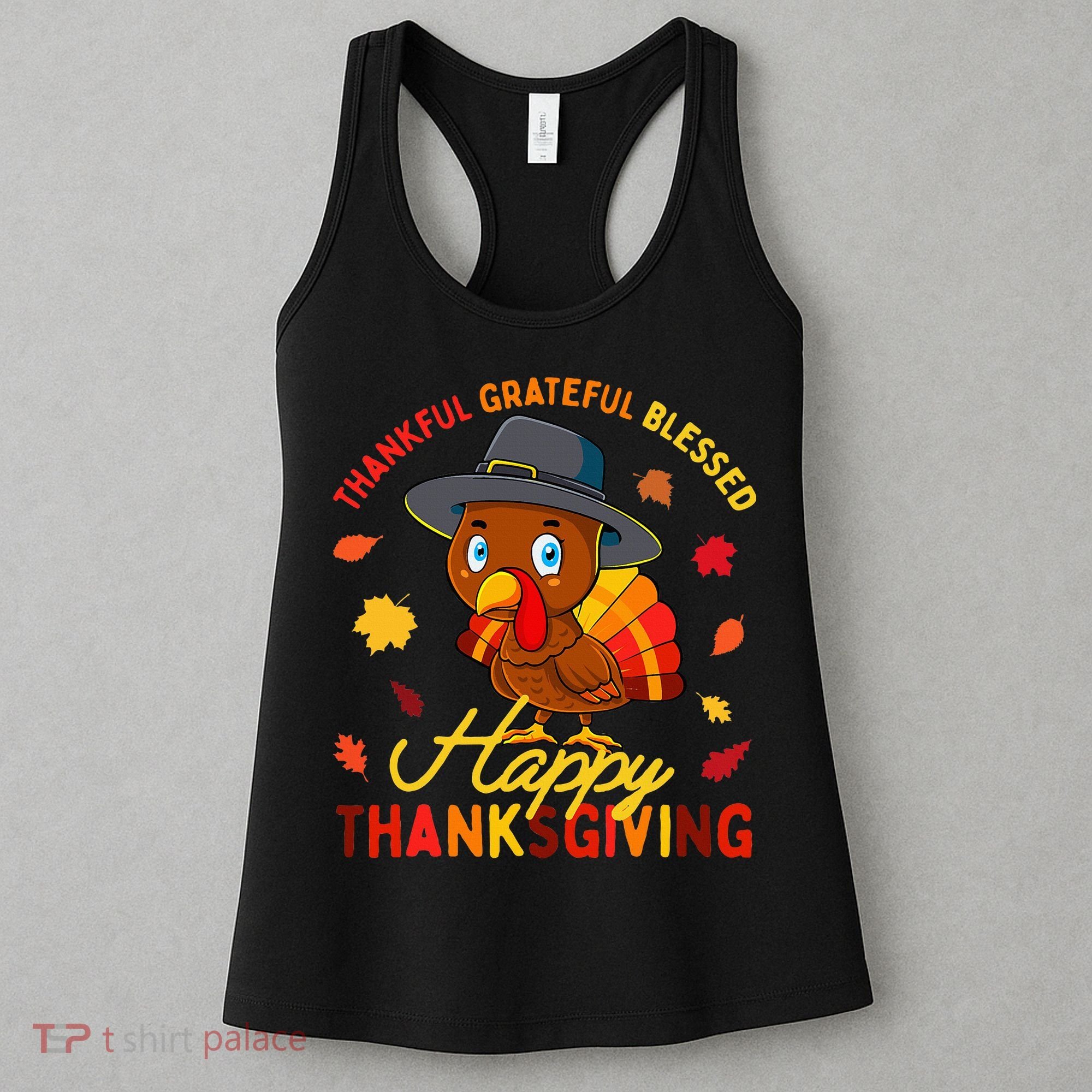Thankful Grateful Blessed Thanksgiving Turkey Women's Tank Top