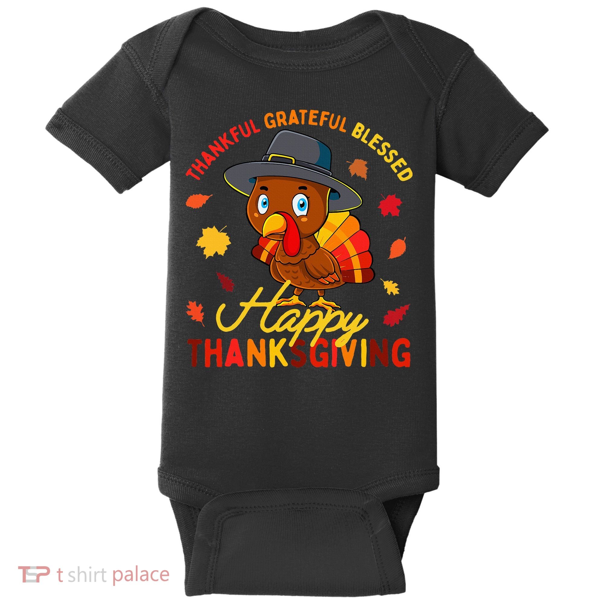 Thankful Grateful Blessed Thanksgiving Turkey Baby Bodysuit