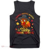 Thankful Grateful Blessed Thanksgiving Turkey Tank Top thumb 0