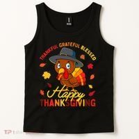 Thankful Grateful Blessed Thanksgiving Turkey Tank Top thumb 2
