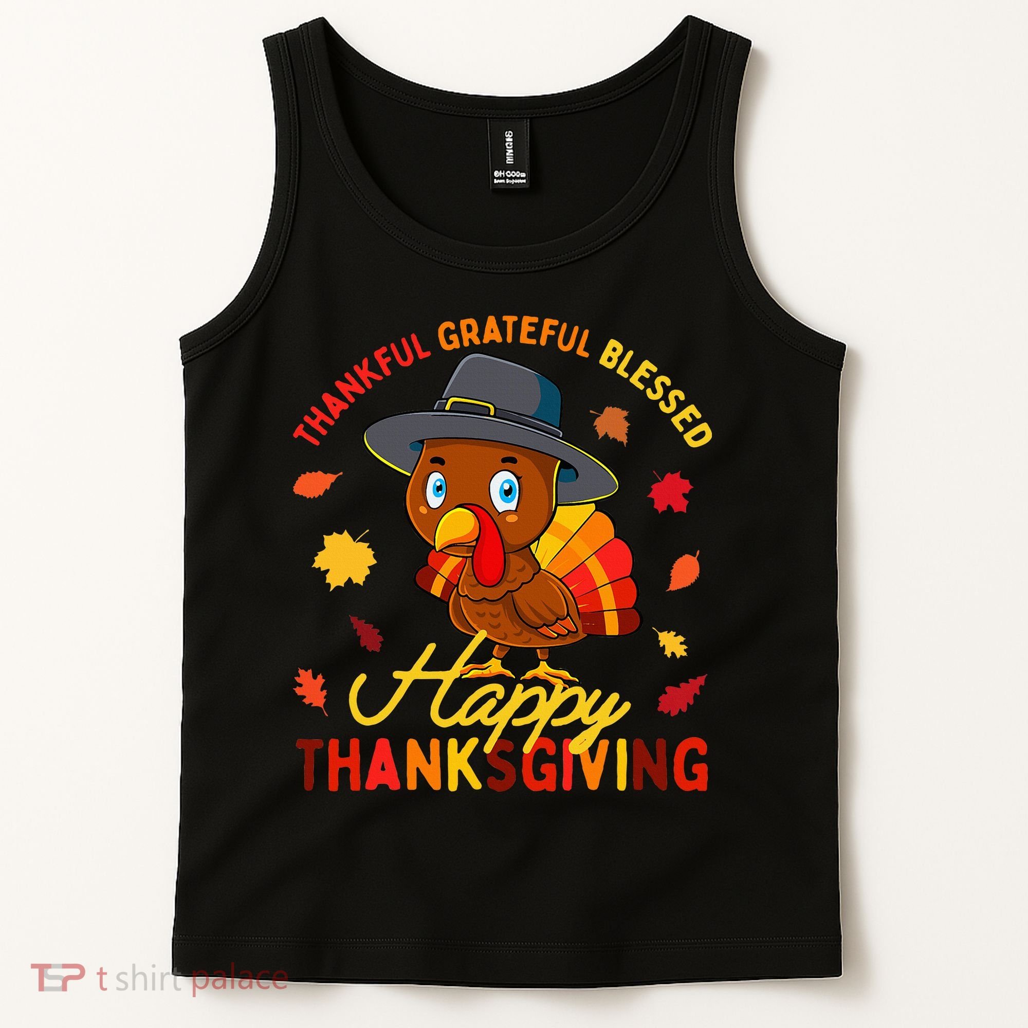 Thankful Grateful Blessed Thanksgiving Turkey Tank Top