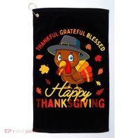 Thankful Grateful Blessed Thanksgiving Turkey Golf Towel thumb 0