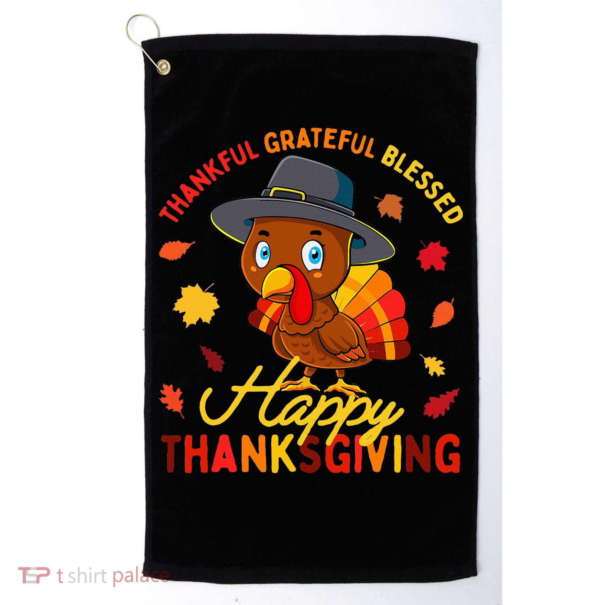 Thankful Grateful Blessed Thanksgiving Turkey Golf Towel