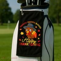 Thankful Grateful Blessed Thanksgiving Turkey Golf Towel thumb 2