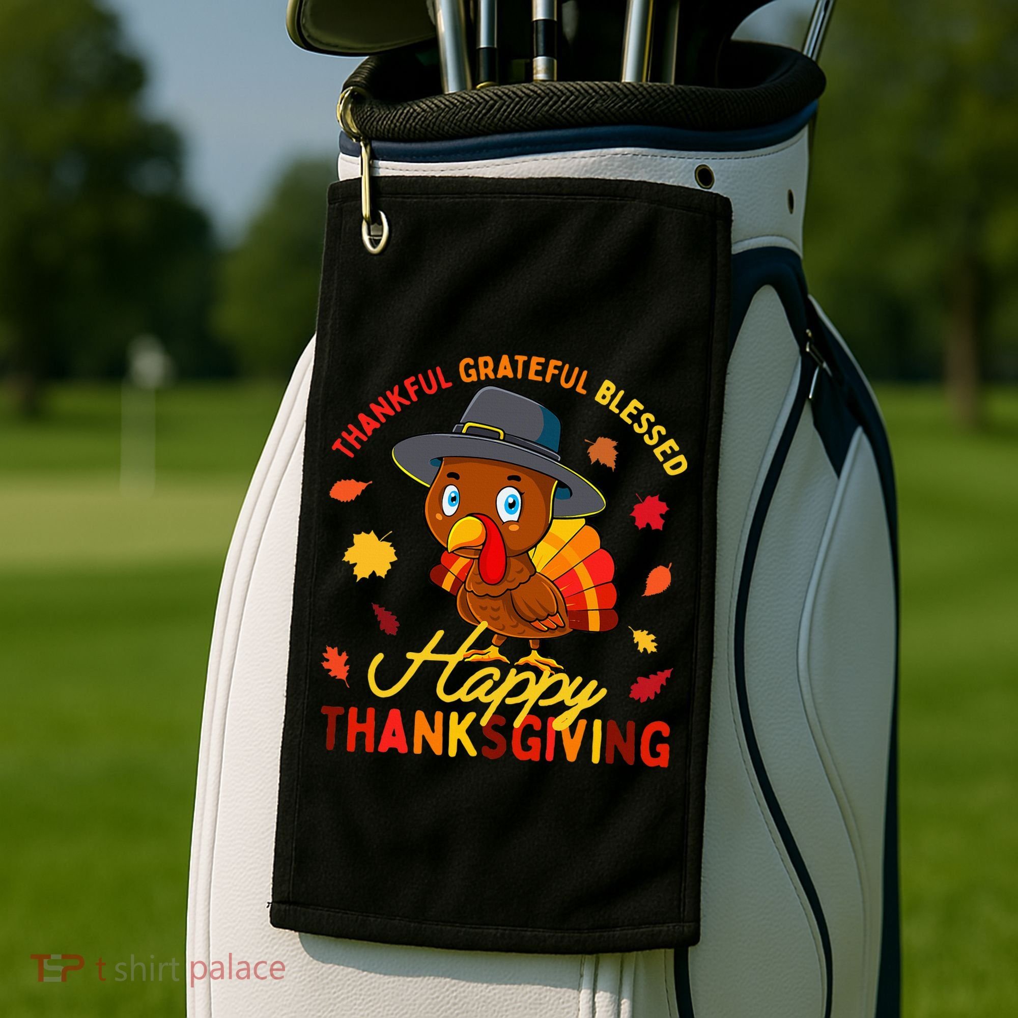Thankful Grateful Blessed Thanksgiving Turkey Golf Towel