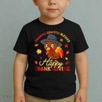 Thankful Grateful Blessed Thanksgiving Turkey Toddler T-Shirt thumb 2