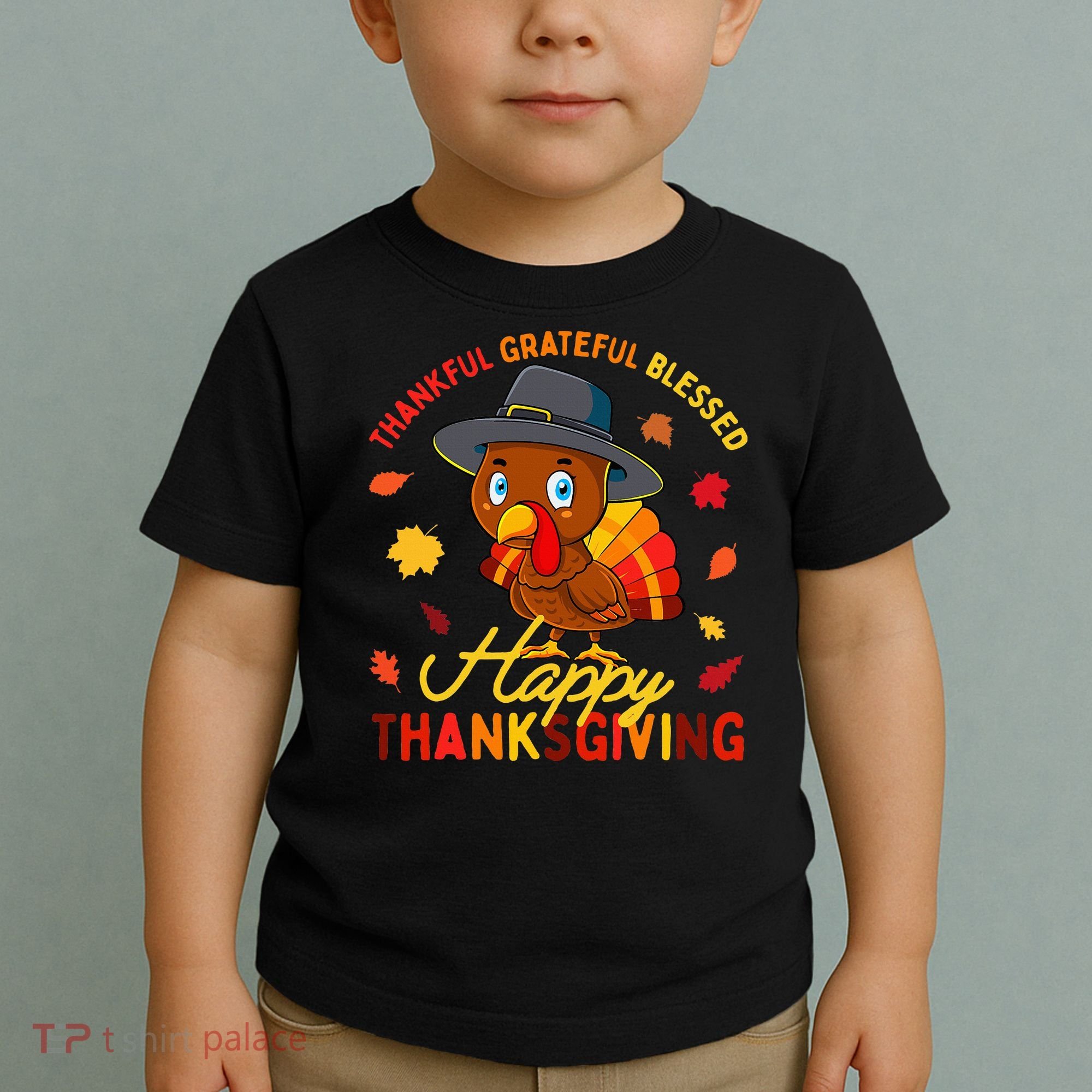 Thankful Grateful Blessed Thanksgiving Turkey Toddler T-Shirt