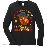 Thankful Grateful Blessed Thanksgiving Turkey Women's Long Sleeve Shirt thumb 0