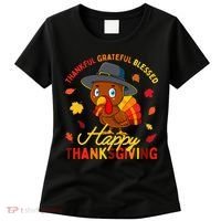 Thankful Grateful Blessed Thanksgiving Turkey Women's T-Shirt thumb 0
