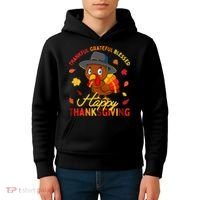 Thankful Grateful Blessed Thanksgiving Turkey Kids Hoodie thumb 4