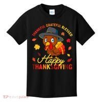 Thankful Grateful Blessed Thanksgiving Turkey Kids T-Shirt thumb 0