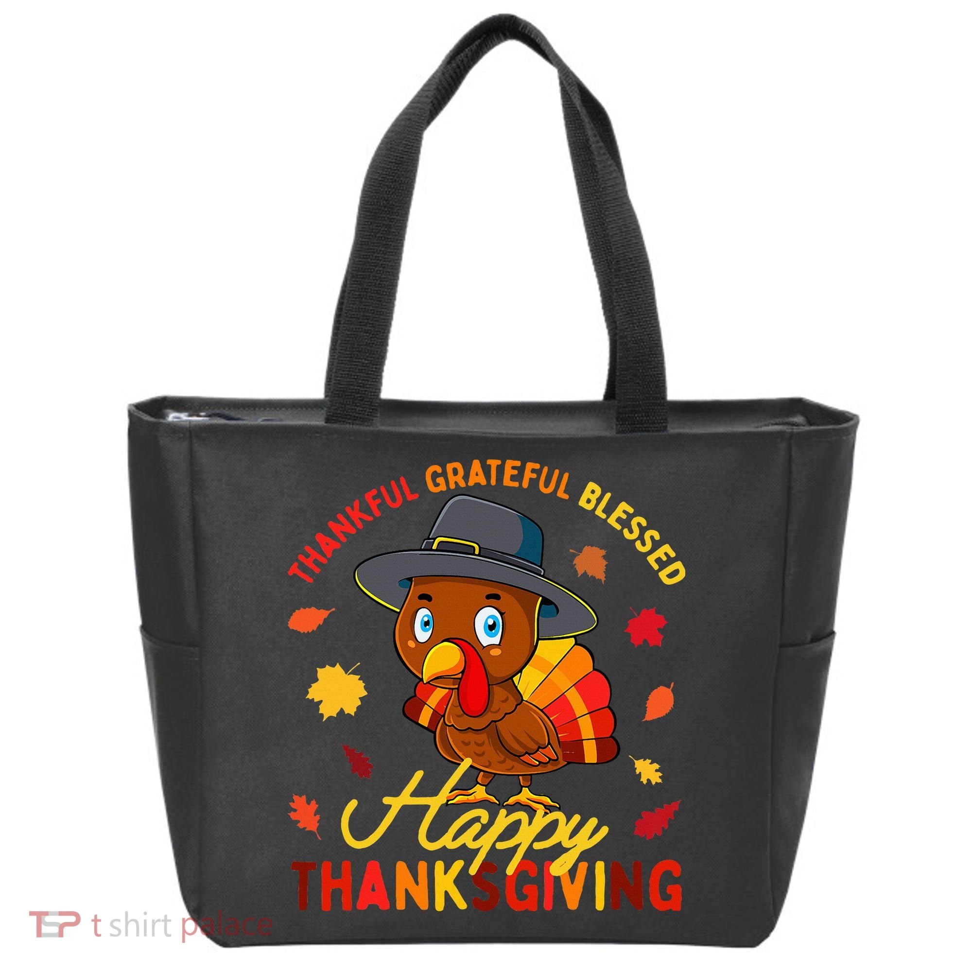 Thankful Grateful Blessed Thanksgiving Turkey Tote Bag