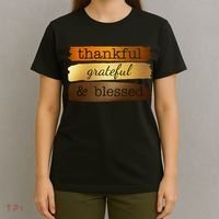 Thankful Grateful Blessed Thanksgiving Holiday T-Shirt thumb 4