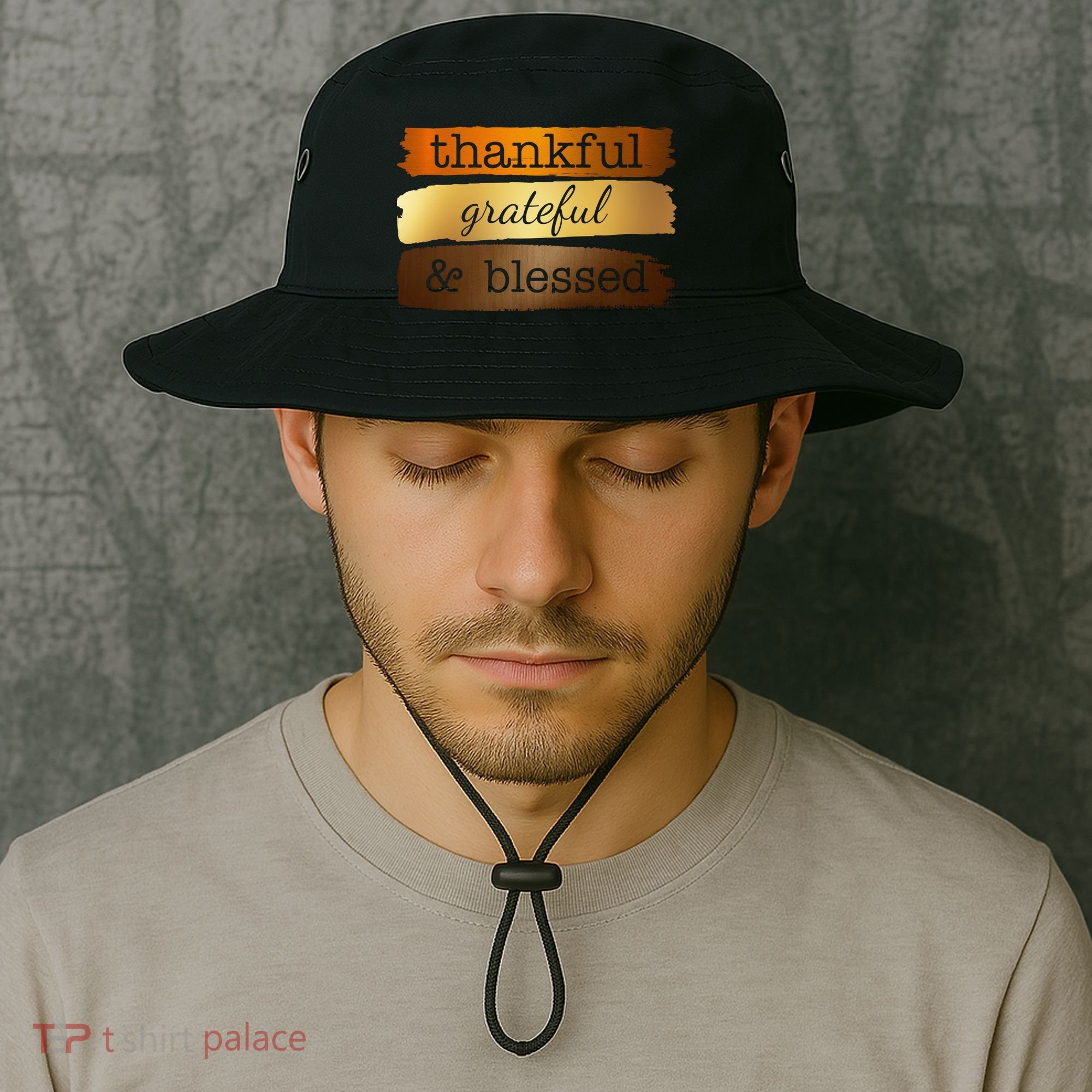 Thankful Grateful Blessed Thanksgiving Holiday Bucket Hat