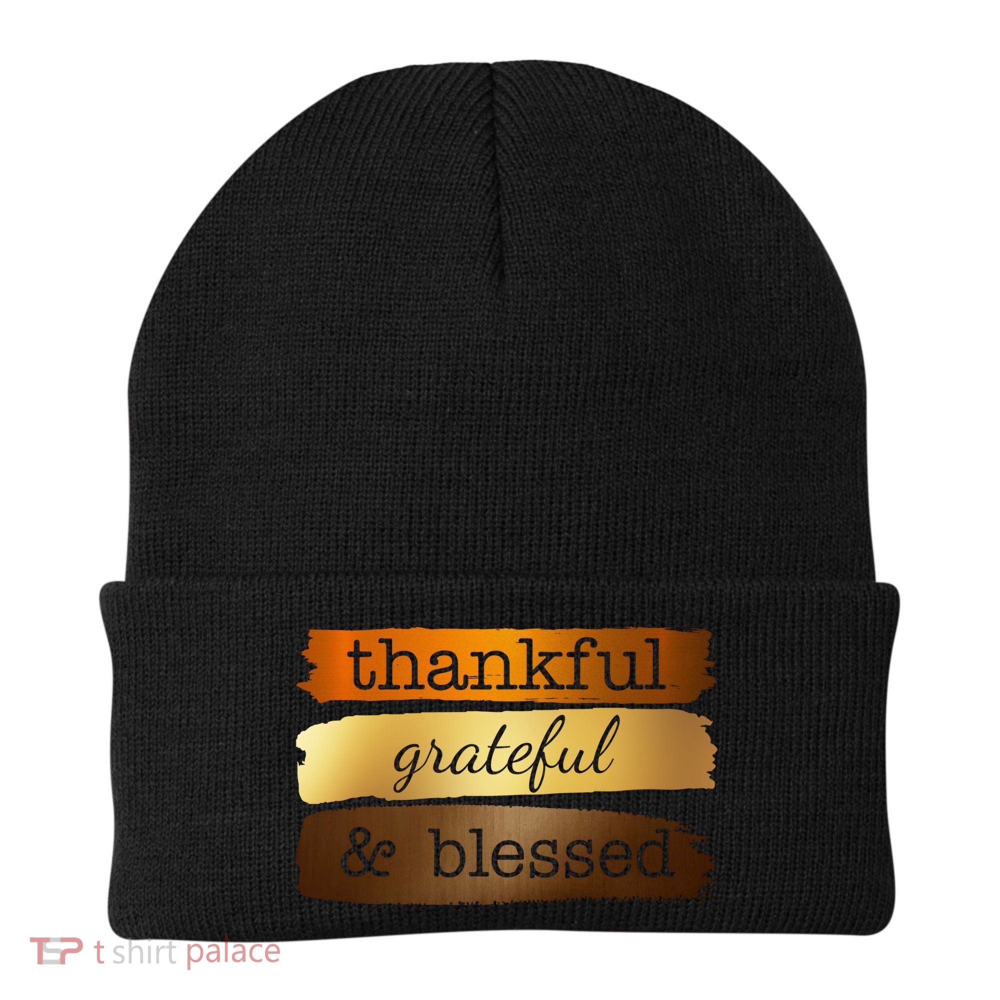 Thankful Grateful Blessed Thanksgiving Holiday Beanie