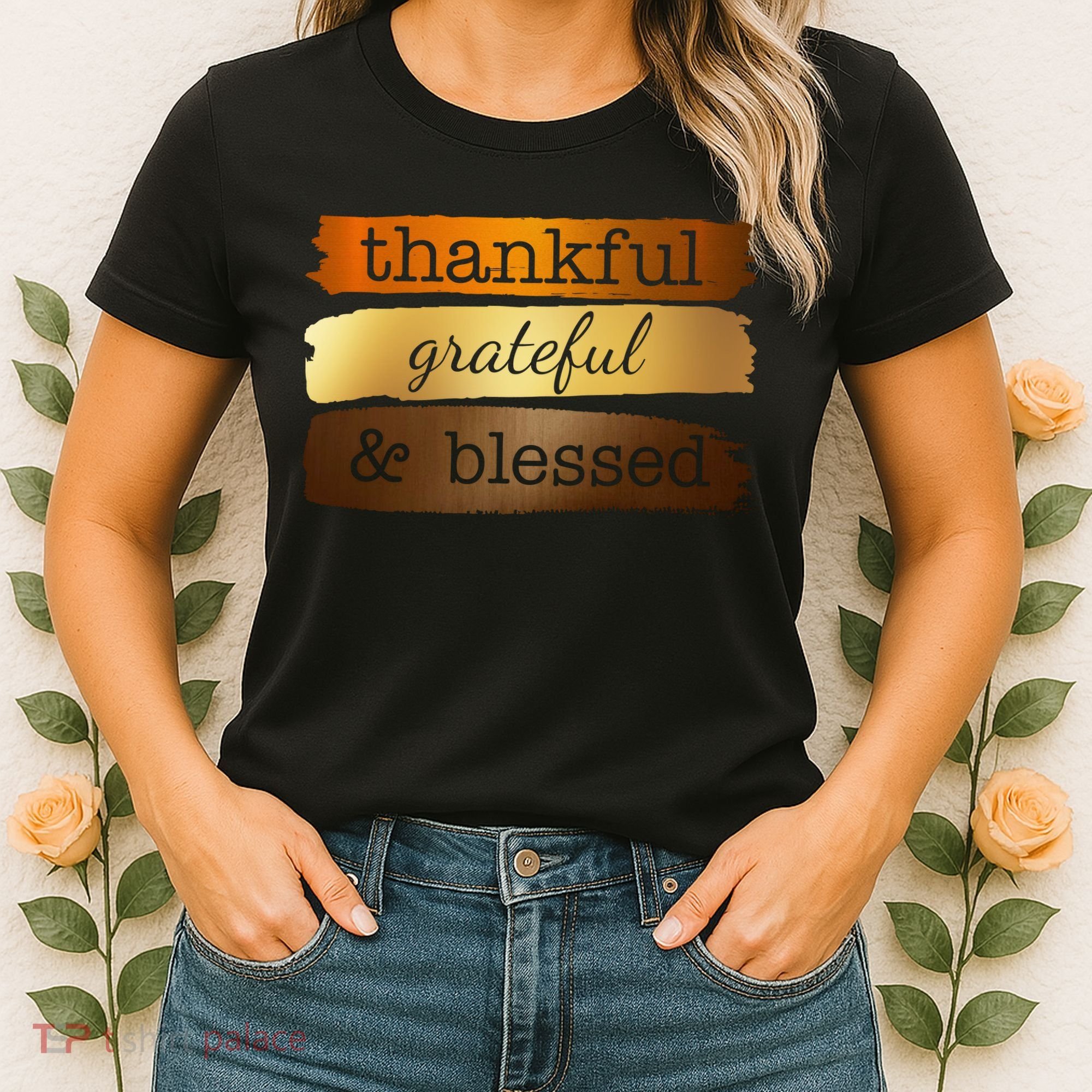 Thankful Grateful Blessed Thanksgiving Holiday Women's T-Shirt