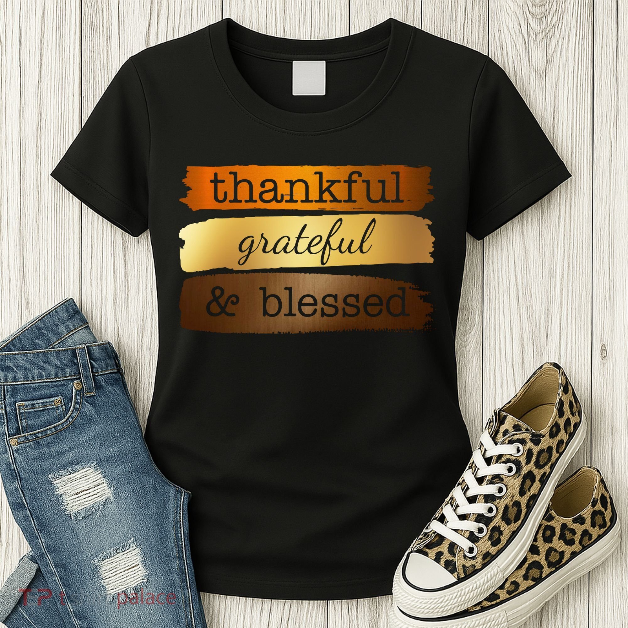 Thankful Grateful Blessed Thanksgiving Holiday Women's T-Shirt