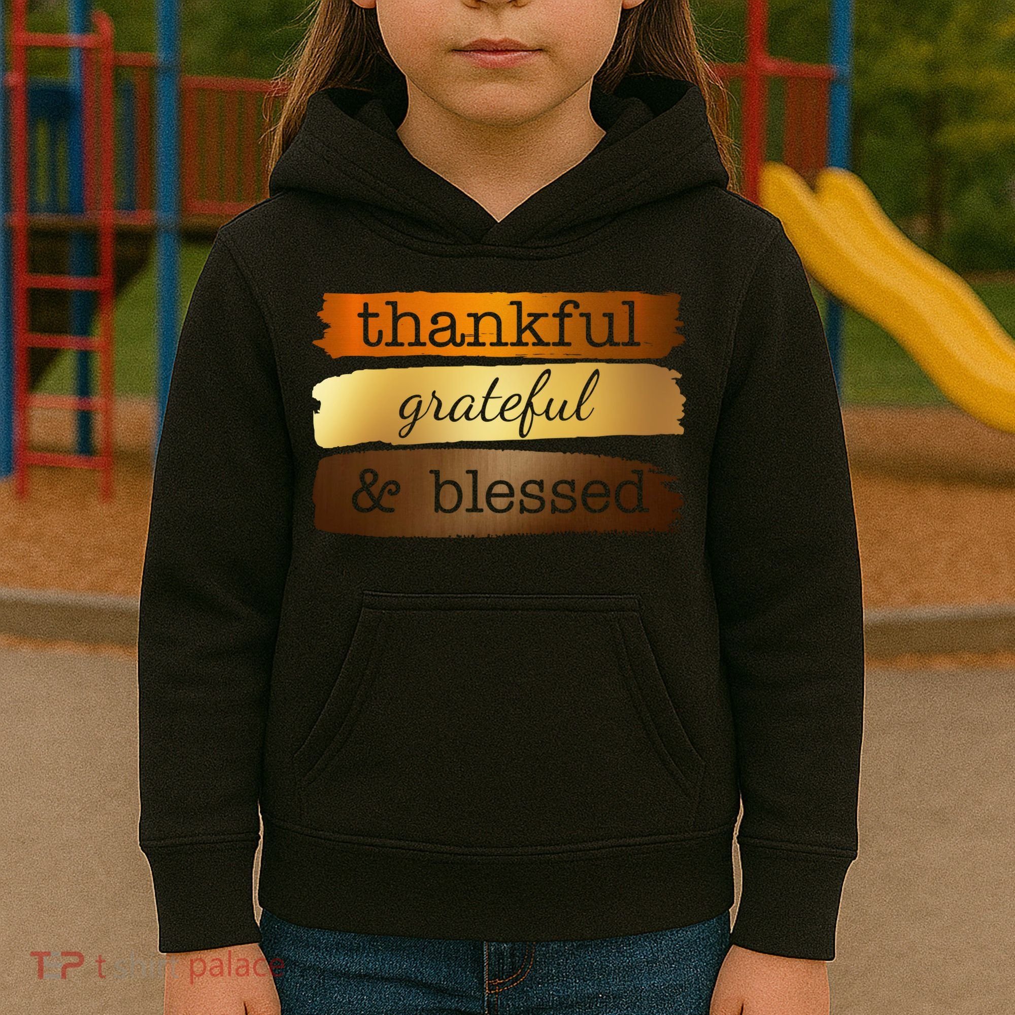 Thankful Grateful Blessed Thanksgiving Holiday Kids Hoodie