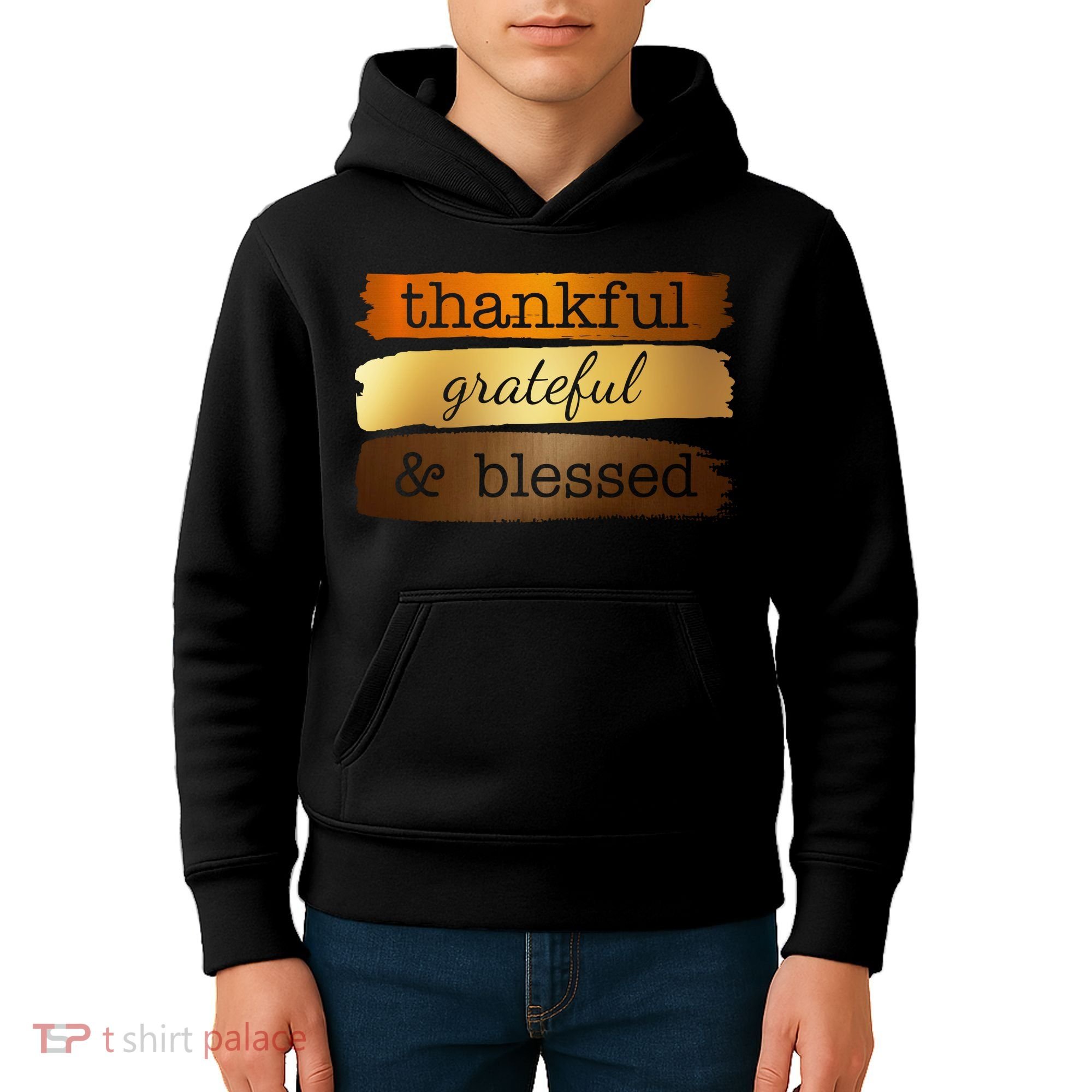 Thankful Grateful Blessed Thanksgiving Holiday Kids Hoodie