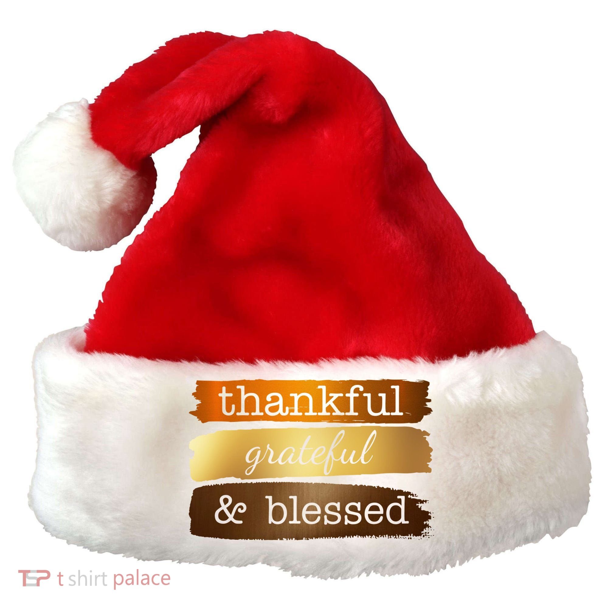 Thankful Grateful Blessed Thanksgiving Holiday Santa Hat