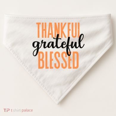 Thankful Grateful Blessed Vintage Thanksgiving USA-Made Doggie Bandana