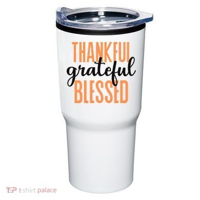 Thankful Grateful Blessed Vintage Thanksgiving Tumbler