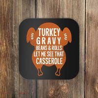 Turkey Gravy Beans And Rolls FunnyThanksgiving Coaster thumb 0