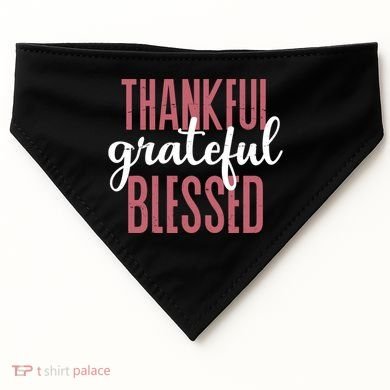 Thankful Grateful Blessed Cute Holiday USA-Made Doggie Bandana