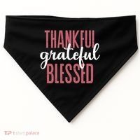 Thankful Grateful Blessed Cute Holiday USA-Made Doggie Bandana thumb 0