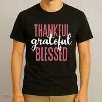 Thankful Grateful Blessed Cute Holiday T-Shirt thumb 3