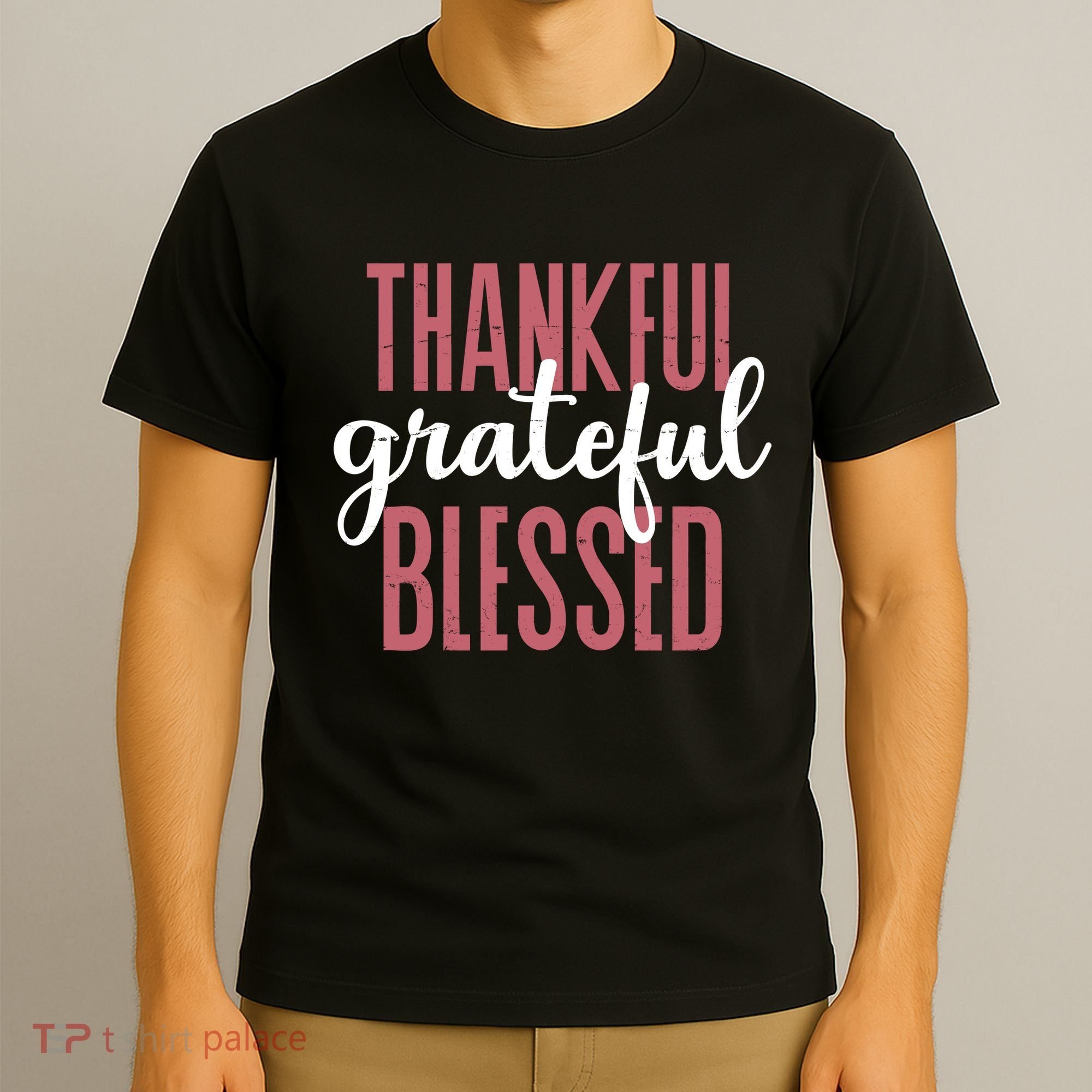 Thankful Grateful Blessed Cute Holiday T-Shirt