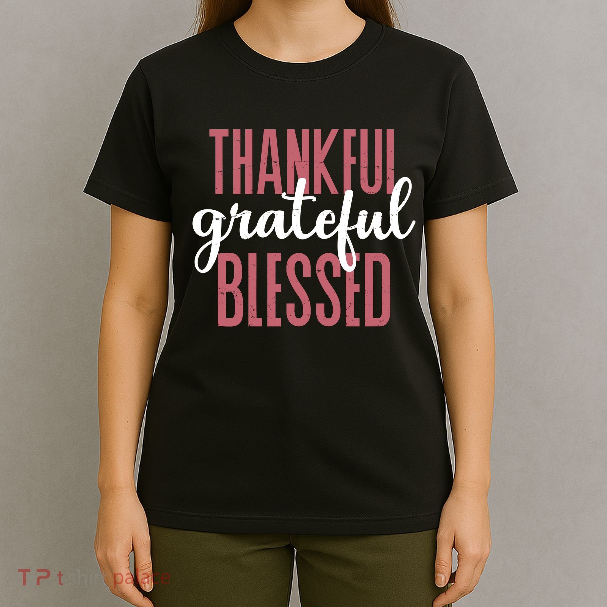 Thankful Grateful Blessed Cute Holiday T-Shirt