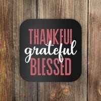 Thankful Grateful Blessed Cute Holiday Coaster thumb 0