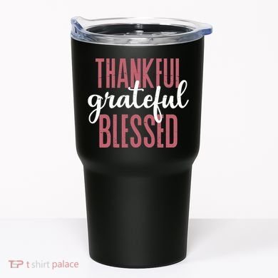 Thankful Grateful Blessed Cute Holiday Tumbler
