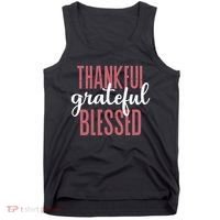 Thankful Grateful Blessed Cute Holiday Tank Top thumb 0