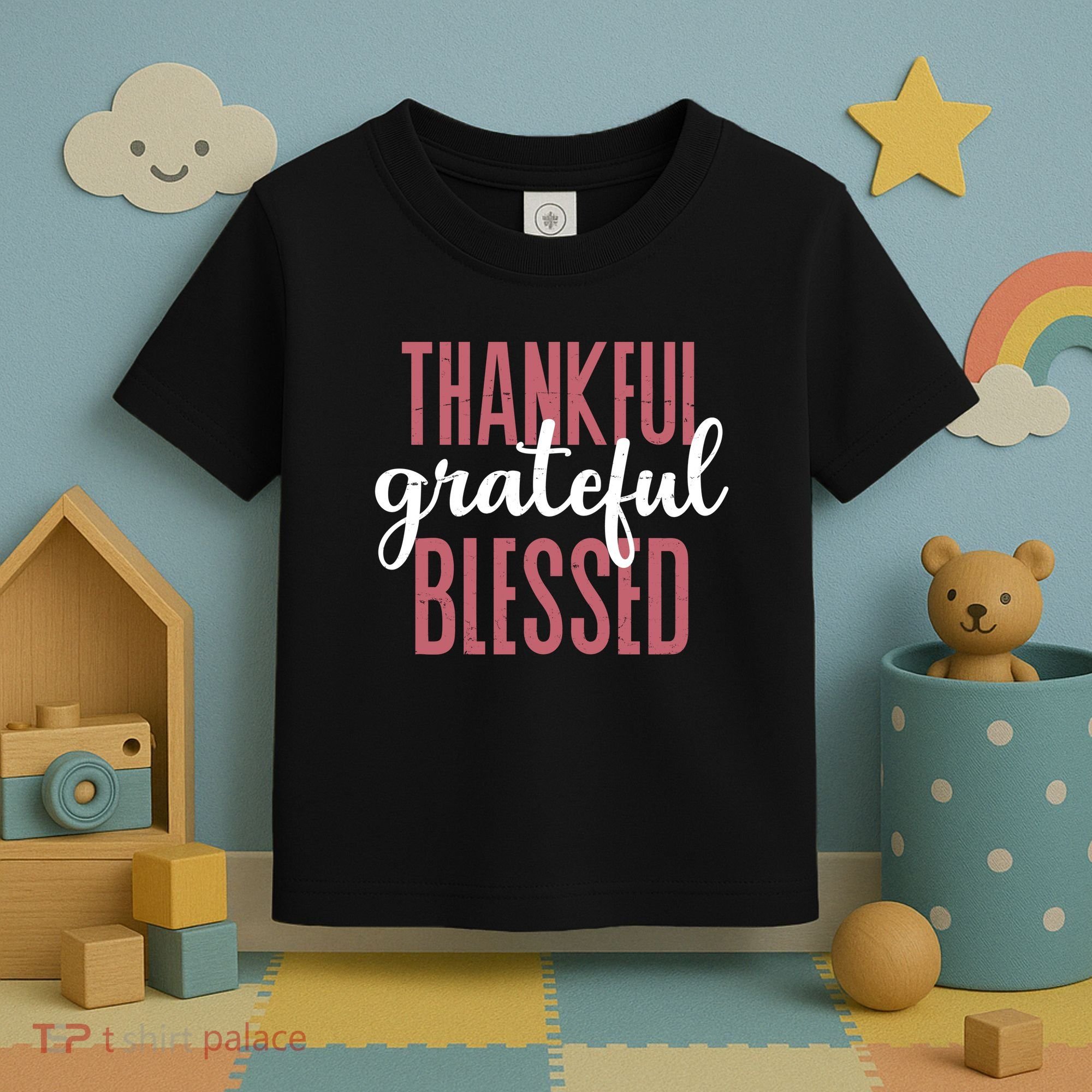 Thankful Grateful Blessed Cute Holiday Toddler T-Shirt
