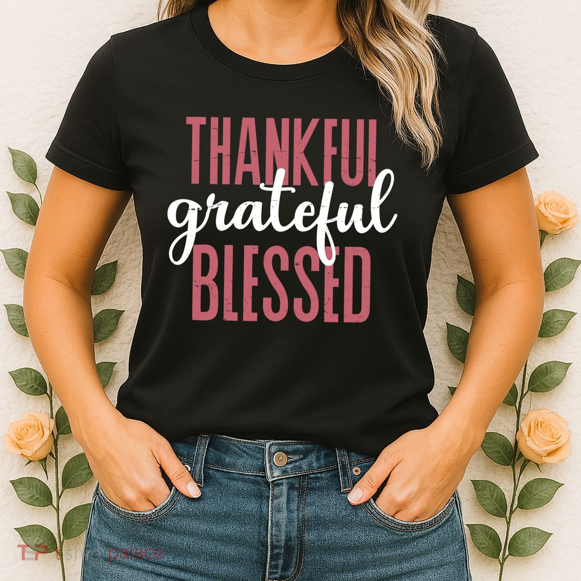 Thankful Grateful Blessed Cute Holiday Women's T-Shirt