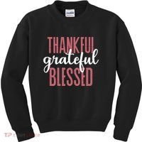 Thankful Grateful Blessed Cute Holiday Kids Sweatshirt thumb 0
